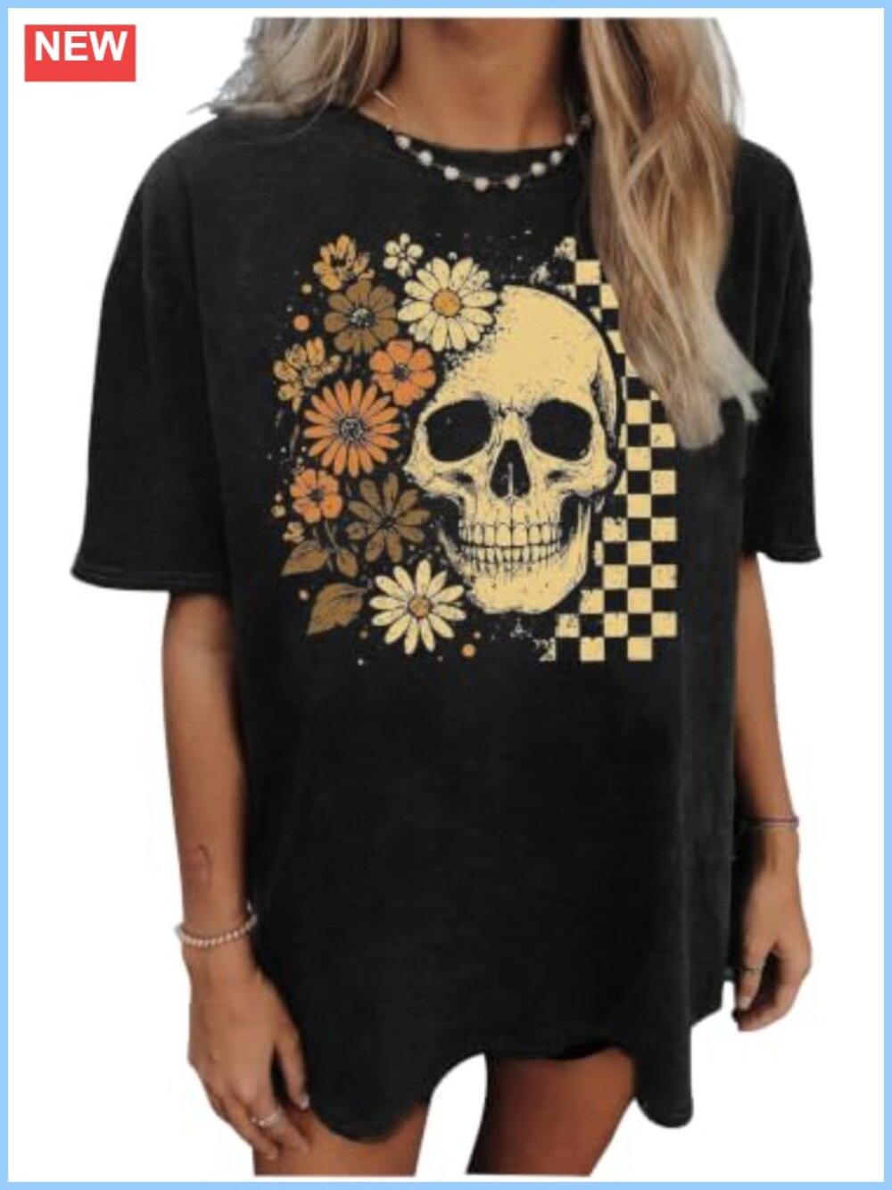 Oversized Halloween Graphic T-Shirt Women Short Sleeve Crew Neck